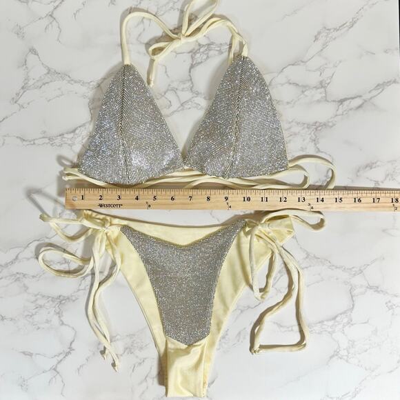 Boutique Diamanté Rhinestone Handmade Embellished Bikini SZ L $249 - Picture 12 of 14